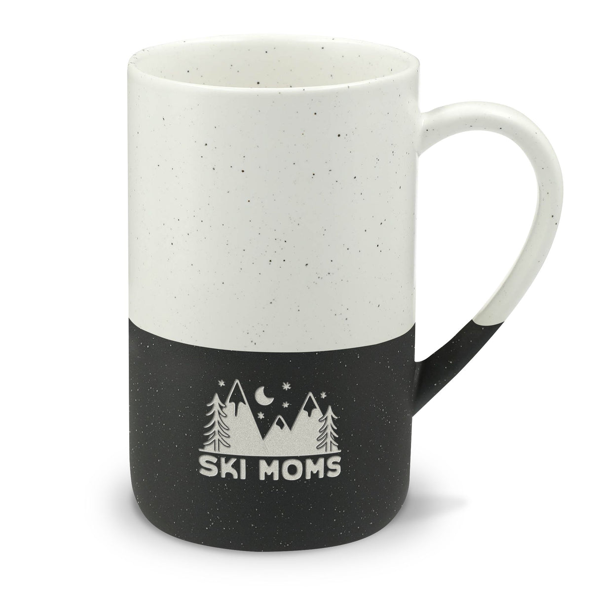 Speckled Ceramic Ski Moms Mug — 13oz Engraved Mountain Design