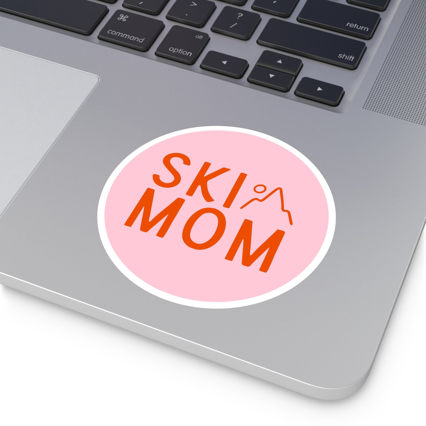 Pink Ski Mom Round Stickers, Indoor\Outdoor