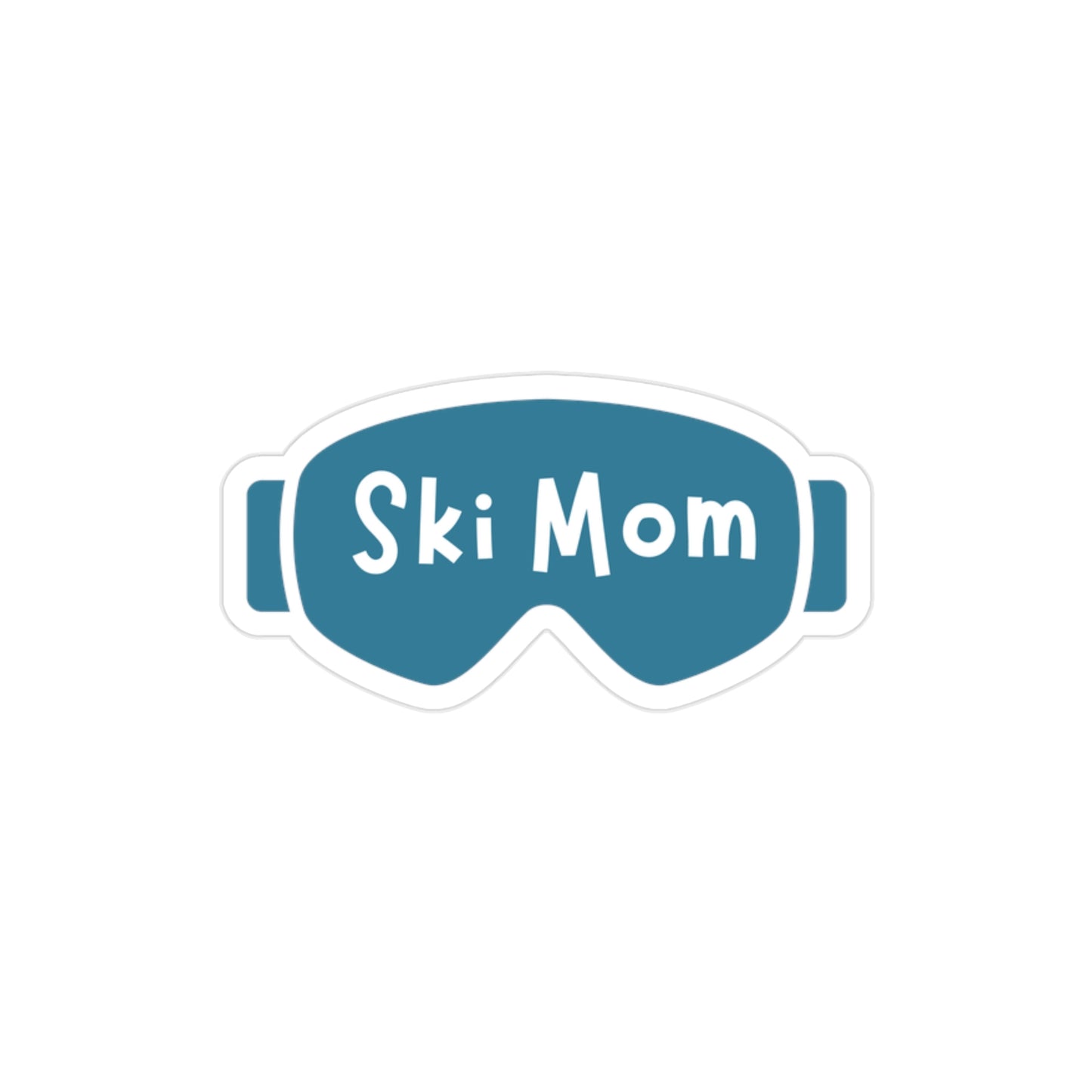 Teal 2" SKI MOM Transparent Indoor/Outdoor Stickers