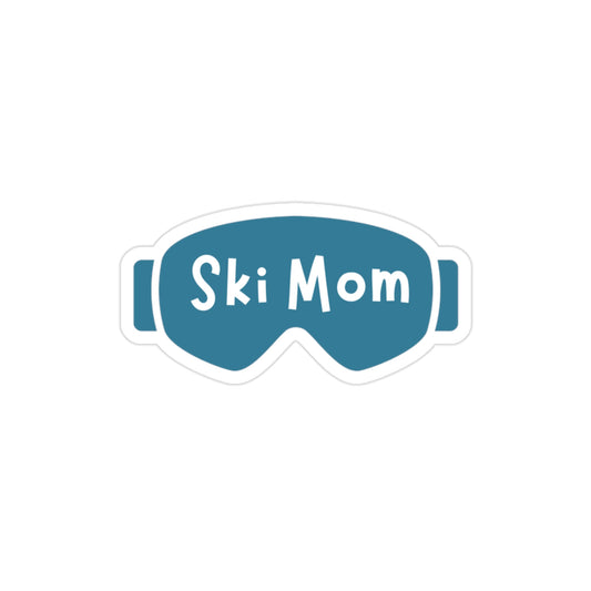 Teal 2" SKI MOM Transparent Indoor/Outdoor Stickers