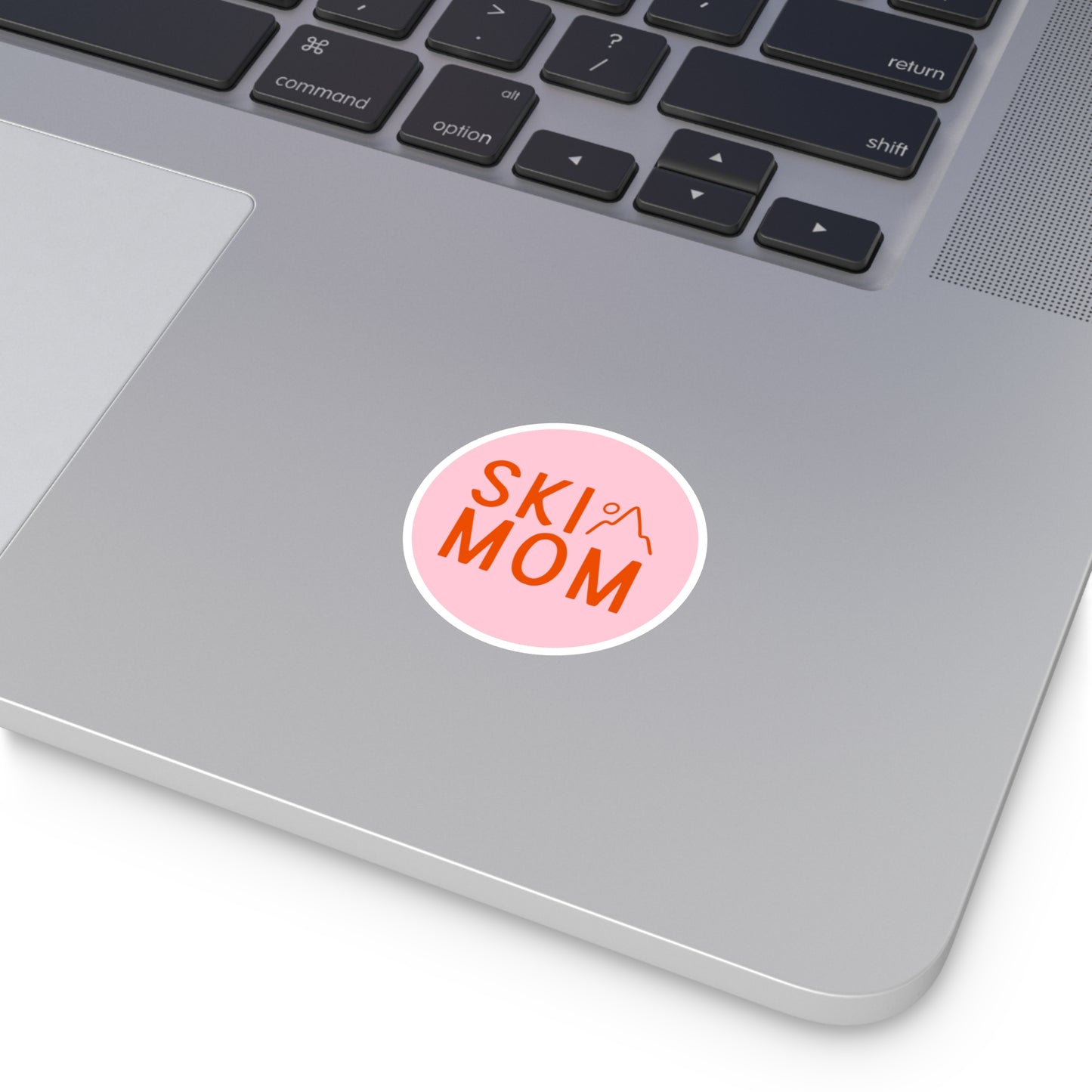 Pink Ski Mom Round Stickers, Indoor\Outdoor