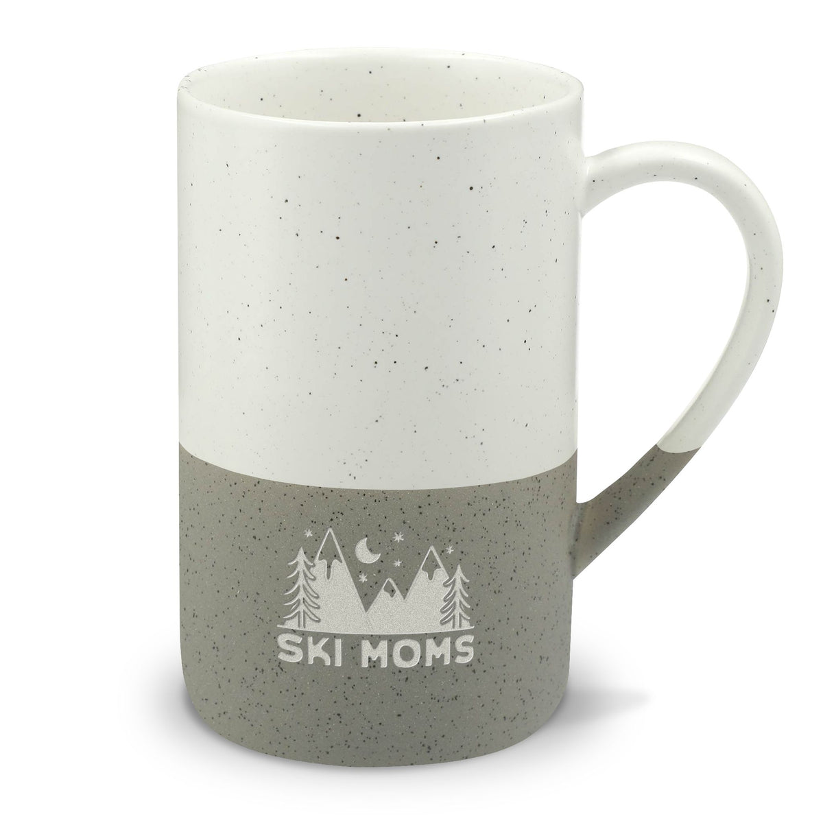 Speckled Ceramic Ski Moms Mug — 13oz Engraved Mountain Design