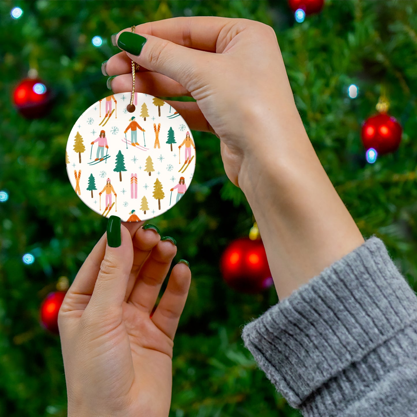 Exclusive Ski Moms Print | Winter Adventure Ceramic Ornament