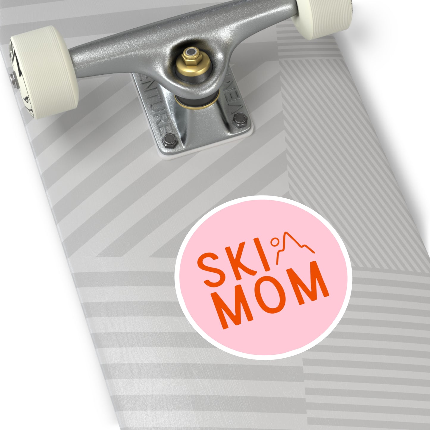 Pink Ski Mom Round Stickers, Indoor\Outdoor