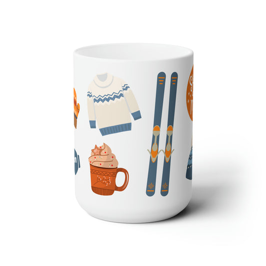 LARGE Ski Mom Winter Collage Ceramic Mug 15oz