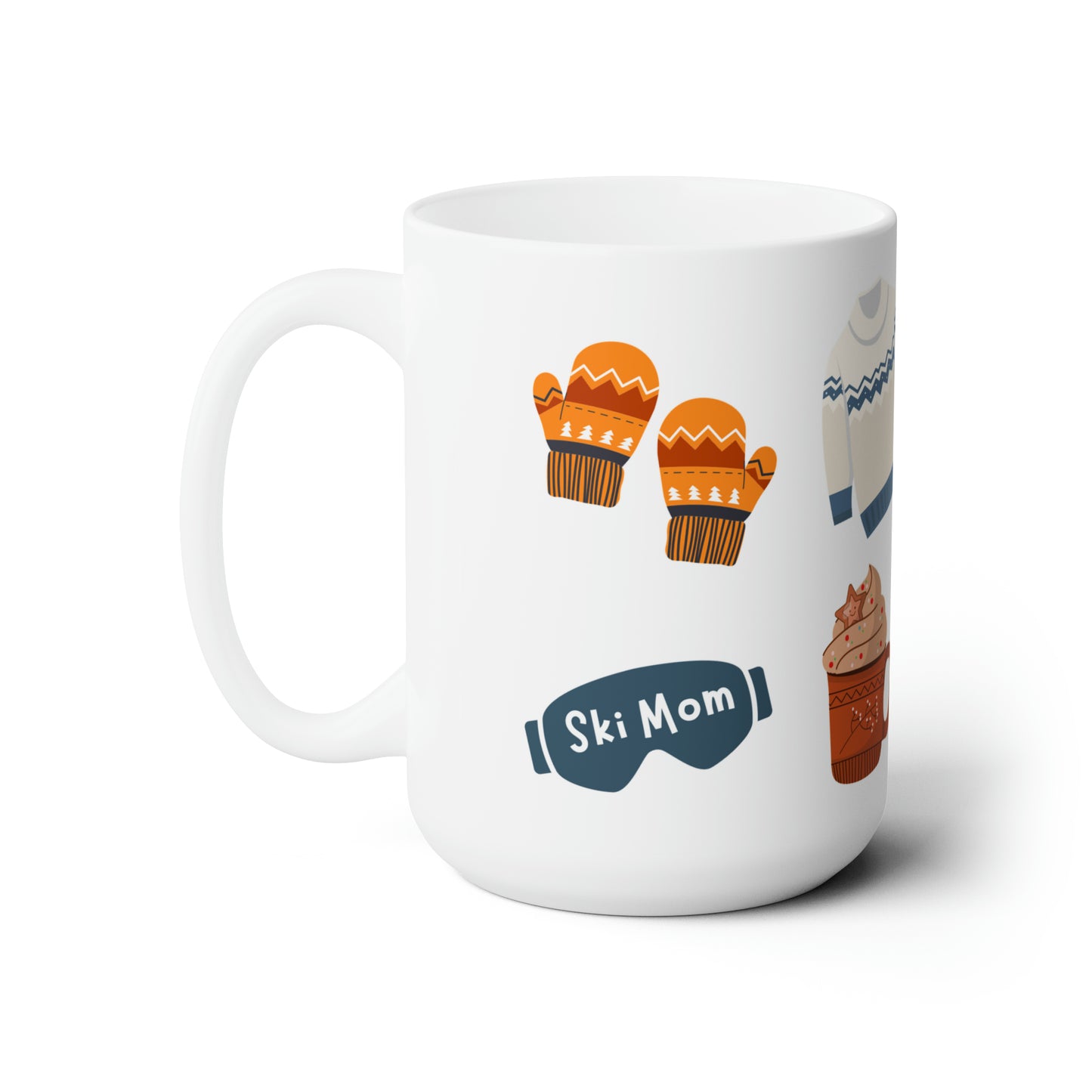 LARGE Ski Mom Winter Collage Ceramic Mug 15oz