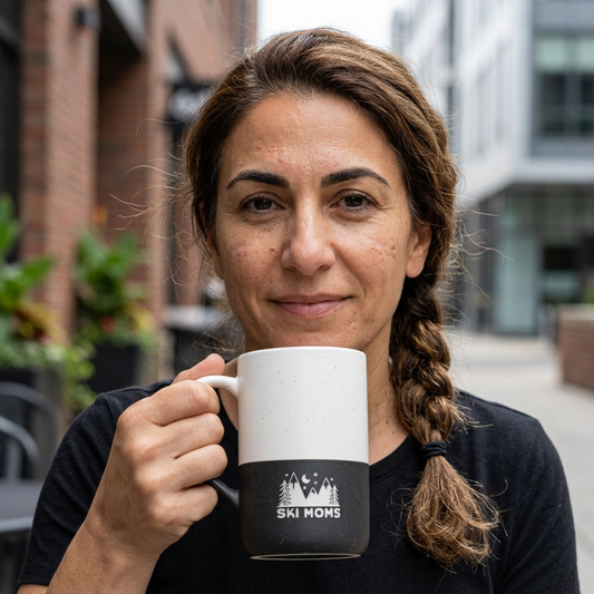 Speckled Ceramic Ski Moms Mug — 13oz Engraved Mountain Design