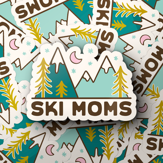 Ski Moms Mountain Scene Die-Cut Sticker