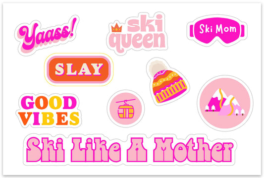 Think Pink Ski Moms Sticker Collection