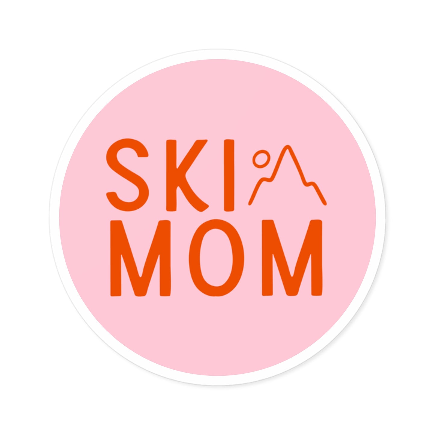 Pink Ski Mom Round Stickers, Indoor\Outdoor