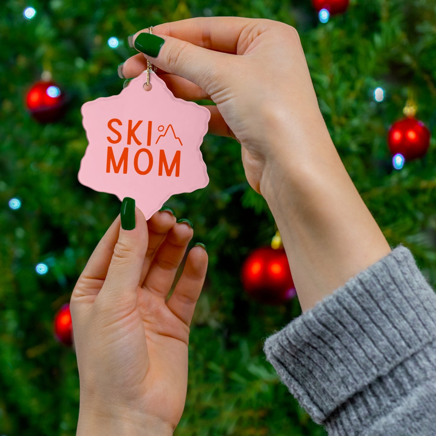 Ski Mom Ceramic Ornament, 4 Shapes