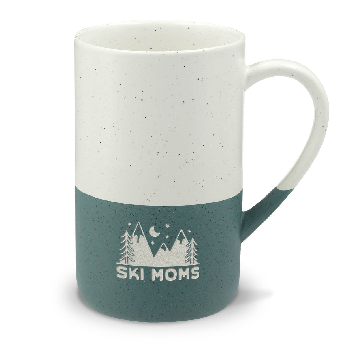 Speckled Ceramic Ski Moms Mug — 13oz Engraved Mountain Design
