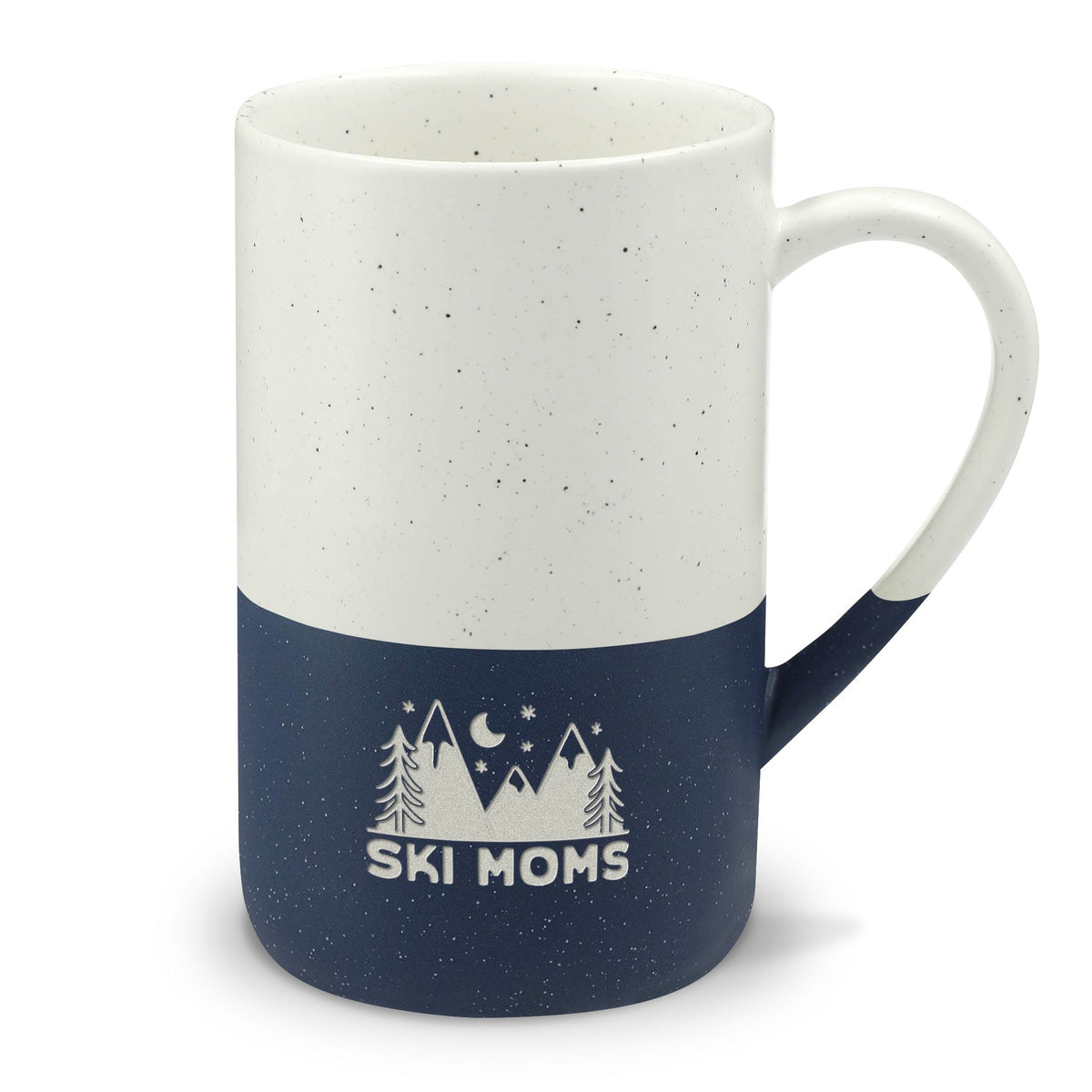 Speckled Ceramic Ski Moms Mug — 13oz Engraved Mountain Design