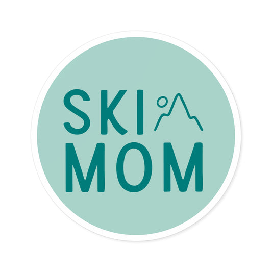 Teal Ski Mom Round Stickers, Indoor\Outdoor