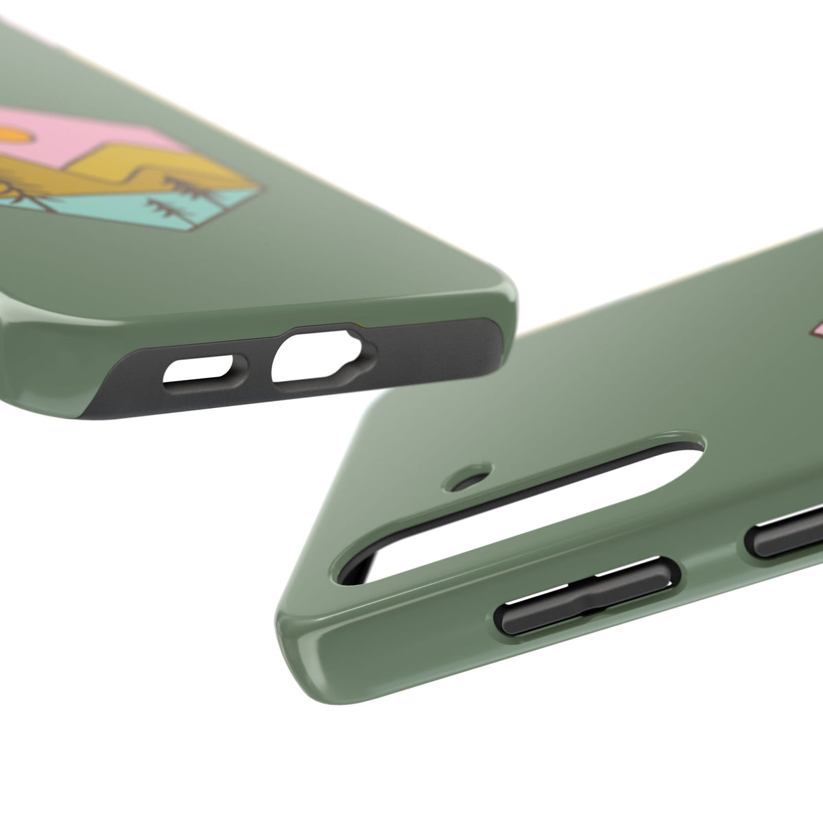 Mountain Sunset Tough Phone Case — Rugged Protective Case with Retro Nature Patch