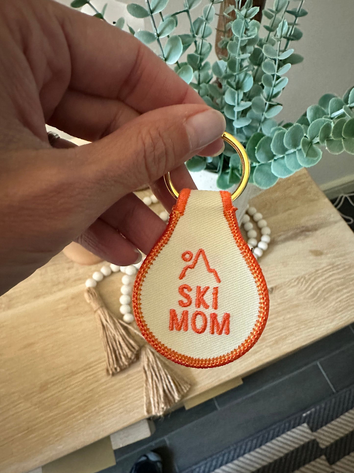 Ski Mom Embroidered Key Chain