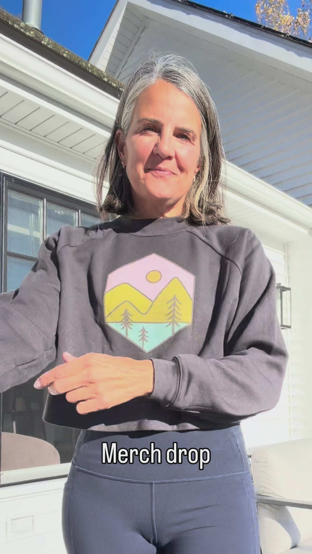 Load video: cropped fleece sweatshirt